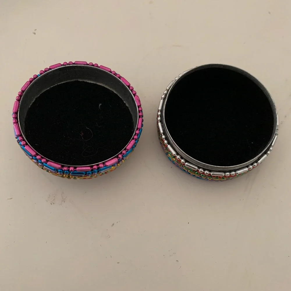 Beaded Vintage Ring Jewelry Box Rainbow Trinket Container Y2K boho home decor 90